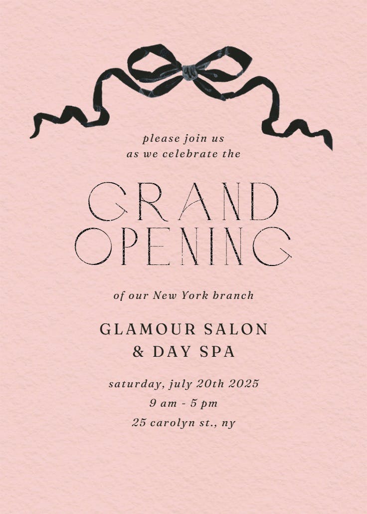 Black ribbons - grand opening invitation